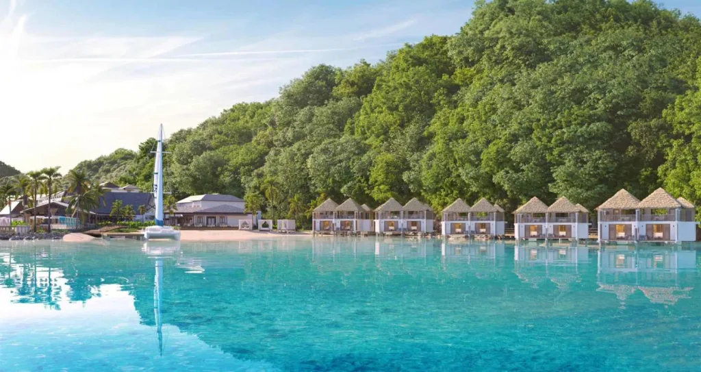 Sandals Saint Vincent cabanas on beach